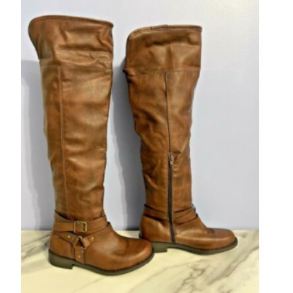 Brown Knee High Boots Size 6”Rowleigh" Shearing Cuff by JustFab Double … - Picture 4 of 11